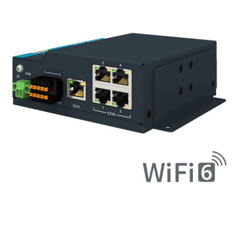 Routeur 5G industriel avec WiFi 6, 2 x SIM, 5 x LAN, 1× RS232, 1× RS485, 1× DI/DO (-30 ~ 75 °C)