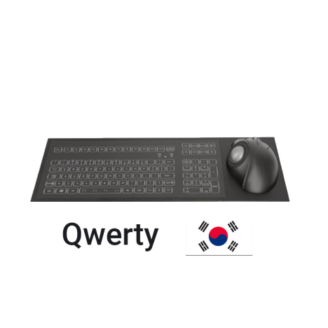 IP65 Backlit Industrial Panel Mount Keyboard with 38 mm Ergonomic Trackball – Korean QWERTY