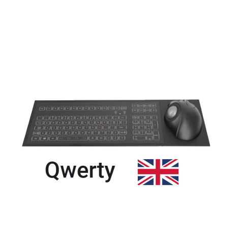 Clavier industriel encastrable rétroéclairé IP65 avec trackball ergonomique 38 mm – UK QWERTY