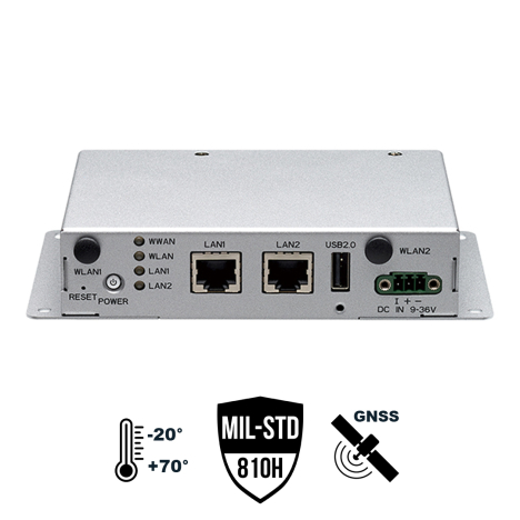 PC fanless compact MIL-STD-810H pour véhicule avec processeur ARM Cortex®-A53, micro SIM, GNSS, CAN