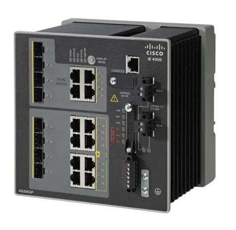 16 Port Cisco Rugged Managed Switch with 8x Gigabit PoE, 4x Gigabit SFP ports and 4x Gigabit Combo SFP/RJ45 uplink ports