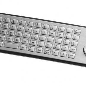 64 key stainless steel keyboard, square-shaped 12,5 mm keys, rear mounting, with trackball