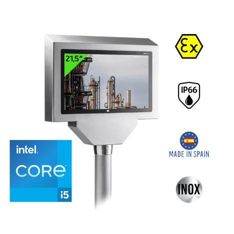 Panel PC fanless IP66 certifié ATEX châssis Inox 16:9 avec processeur Intel Core I5 11eme gen.