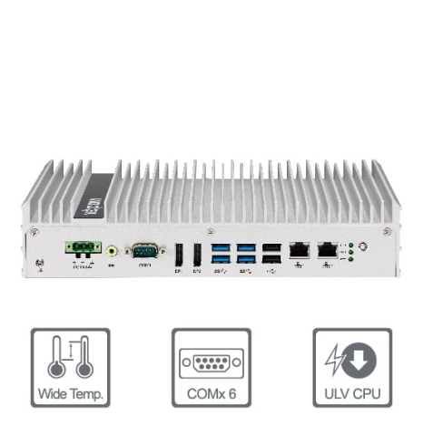 6 Gen i3-6102E BGA DVI,2 DP,6 COM,2 Gb, 24VDC, -20~70°C Fanless BOX