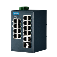16FE+2G Combo Managed Ethernet Switch support Modbus/TCP, -40~75℃