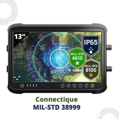 Tablette durcie 13" pour la défense équipée d'un processeur Intel Core I5 et d'une alimentation MIL-STD-38999