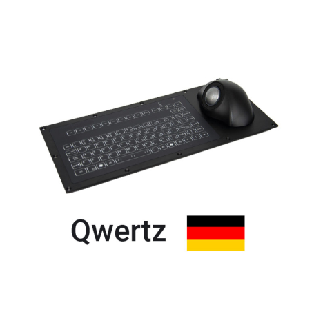 Clavier industriel IP65 compact encastrable rétroéclairé avec trackball ergonomique – Allemand QWERTZ