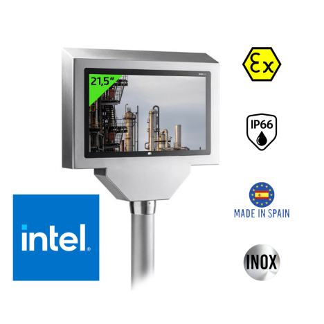 Panel PC fanless IP66 certifié ATEX châssis Inox 16:9 avec processeur Intel