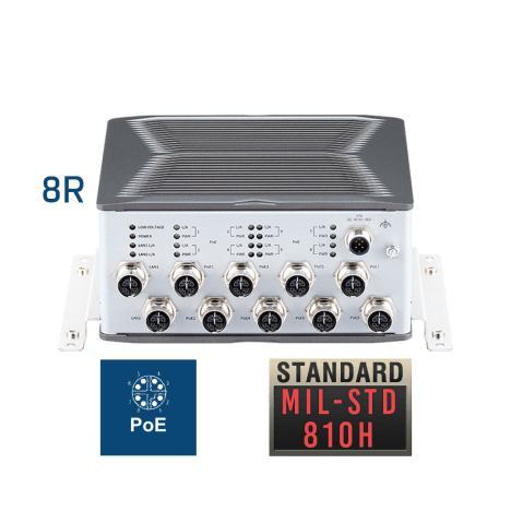 Switch M12 PoE+ pour le transport x4 ou x8 ports Gigabit MIL-STD-810H