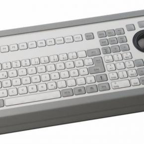 Clavier industriel durci à poser sur table avec boule roulante industrielle (trackball) 106 touches Trackball de 38mm Etanchéité: IP65 Interface PS/2 FR: AZERTY