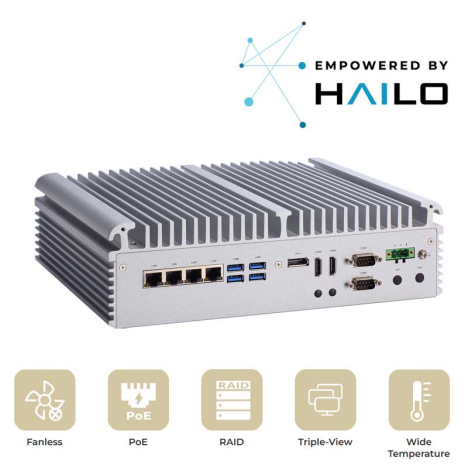 PC fanless Intel Core ou Xeon, x4 ports LAN GB, x4 ports COM, x6 ports USB & affichage triple écran