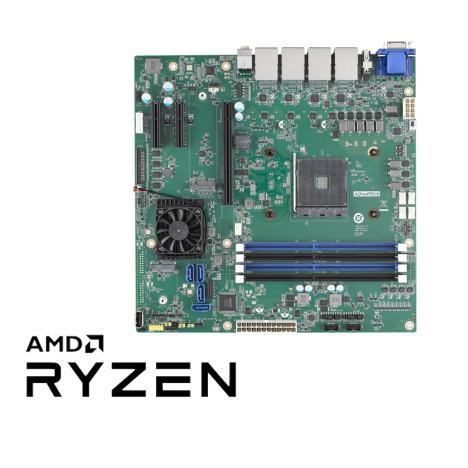Carte mère microATX AMD AM4 Ryzem avec DP, VGA, HDMI, 2 x LAN, 6 x COM, 2 x M.2, 8 x USB