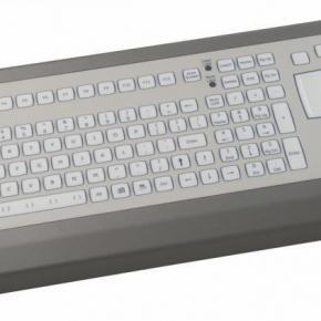 Clavier industriel durci à poser sur table avec touch pad (pavé tactile) et touches à faible course 105 touches Pavé tactile (touchpad) Etanchéité: IP65 Interface PS/2 BE