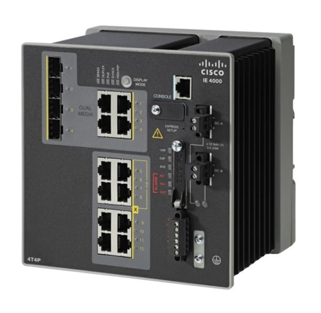 E4000 Cisco switch with 4 FE Copper, 4 FE PoE+ and 4 GE combo uplink ports