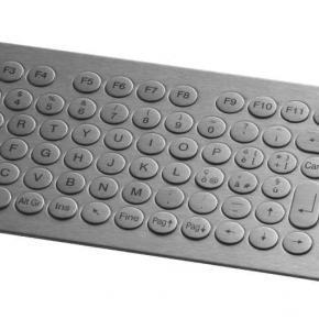 81 key stainless steel keyboard, round ø17 keys, front mounting, with trackball with backlit