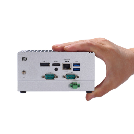 PC fanless IP40 compact Intel Core i5-8365UE x2 ports GB, x2 ports COM, x4 ports USB, x1 HDMI x1 DP