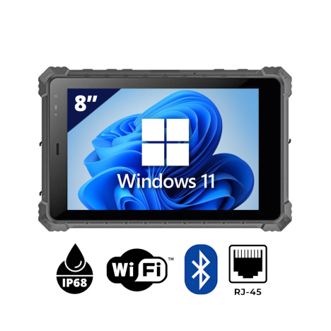 8'' Intel JASPER LAKE N5100 Quad Core 4 Thread 2.8GHz Rugged Tablet IP68, WiFi, Bluetooth and IP67 waterproof