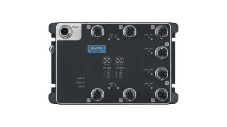 Unmanaged Ethernet Switch EN50155 Compliant M12 with 8 Fast Ethernet Ports, 24~110VDC Input