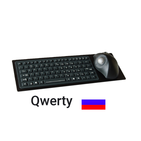 Panel Mount Silicone Industrial Keyboard with Ergonomic Trackball – Cyrillic QWERTY