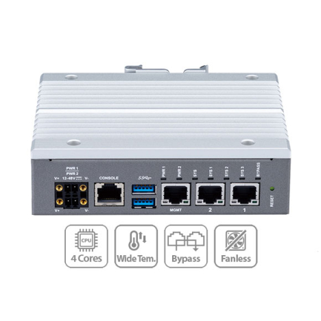 Passerelle de cybersécurité Intel Atom OT fanless ultra-compacte TPM2.0 x3 LAN GB