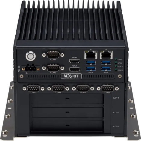 PC Fanless IA compatible i3, i5 et i7 avec 2 x HDMI, 4 x USB, 6 x COM, 2 x M.2 et une extension PCIe x16 pour GPU