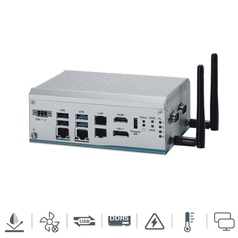 eBOX100A Fanless PC Embedded System with Intel® Alder Lake-N Processor, 2 LAN/4 LAN, HDMI, DisplayPort++, 2 COM, 4 USB, and 9 to 36 VDC