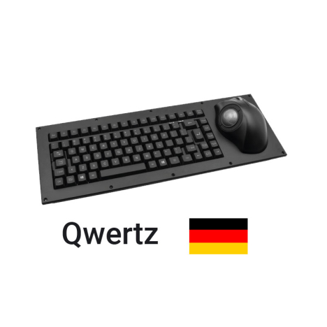 Clavier industriel encastrable full travel avec trackball ergonomique – Allemand QWERTZ