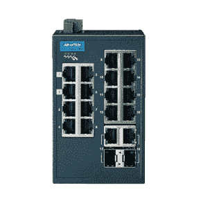 ETHERNET DEVICE, 16FE+2G  Ind. Switch with Modbus TCP/IP, W/T.