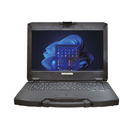 14" semi-rugged laptop with RS232 serial port, dual SIM, USB 3.2, HDMI, VGA, RJ45 GbE, Thunderbolt, Intel Core ULTRA 5 or 7