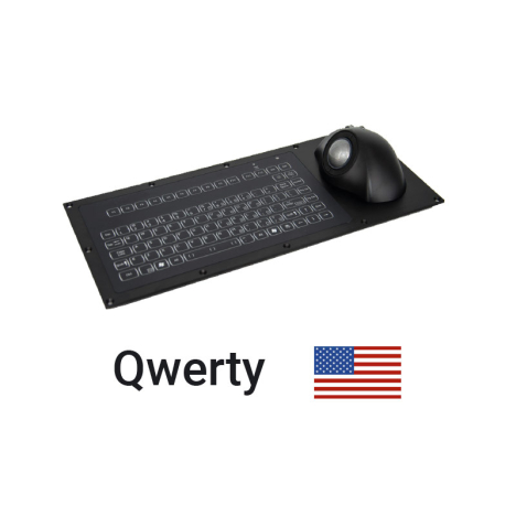 Clavier industriel IP65 compact encastrable rétroéclairé avec trackball ergonomique – US QWERTY