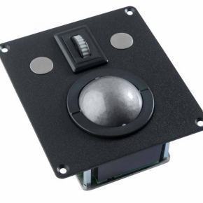 Trackball industrielle montage en panneau avec trous de fixation 50mm de diamètre "Scroll & Roll" - Roulette de défilement et fonction clic Etanchéité: IP68