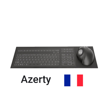 Clavier industriel encastrable rétroéclairé IP65 avec trackball ergonomique 38 mm – Français AZERTY
