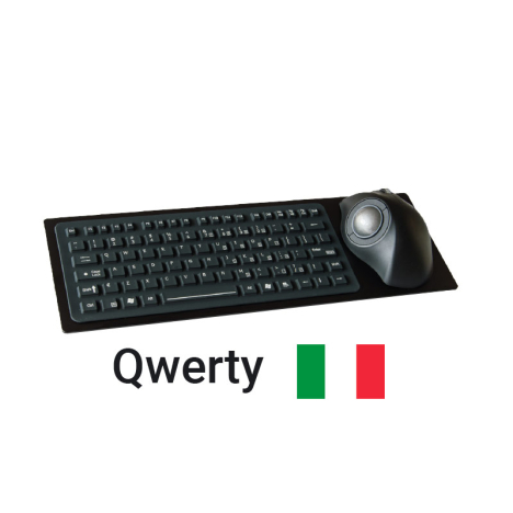 Clavier industriel IP67 encastrable en silicone avec trackball ergonomique – Italien QWERTY