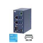 PC fanless compact Intel Celeron N3350 Rail DIN, VESA et fixation murale  x1 COM, x2 LAN, x4 USB,x1  HDMI