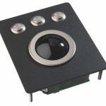 Trackball industrielle / Trackball - montage en panneau - Boule noire de 50mm en résine phénolique - Face avant noire - 100 x 116 x 40 mm  - IP65