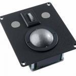 Trackball industrielle montage en panneau avec trous de fixation 50mm de diamètre "Scroll & Roll" - Roulette de défilement et fonction clic - plaque noire Etanchéité: IP68