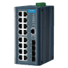 Switch Rail DIN industriel 16 ports Gb + 4 Fibre SFP Managé Modbus-TCP