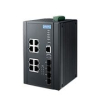 Switch PoE certifié IEC 62443-4-2 x8 LAN GB+ x4 SFP IP30 résistant aux hautes et basses températures