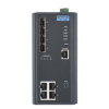 Switch industriel managé PoE x4 LAN GB PoE, x4 SFP IP30 Rail DIN