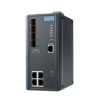 Switch industriel managé PoE x4 LAN GB PoE, x4 SFP IP30 Rail DIN