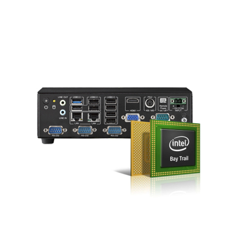 Front Access Fan-less Micro Computer, Intel® Celeron® Quad Core J1900/N2807 SoC with VGA/HDMI, 6 COMs, 8 USBs