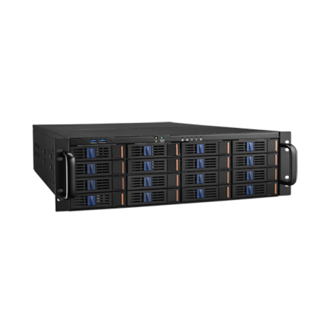 3U Storage Chassis for ATX/μATX Serverboard with 16 Hot-swap Drive Bays
