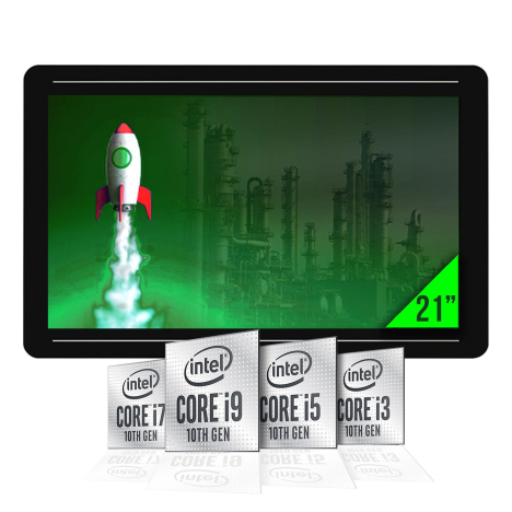 21.5” TFT FHD 16:9 Heavy Industrial Panel PC 10th Gen Intel® Core™ i Processor P-Cap Screen, DDR4, PCIe Slot Supported