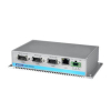 PC industriel fanless à processeur GX3 LX800-500, 256MB DDRRAM, 4xCOM, 2xUSB Isolation entre le chassis et la terre Windows® CE 5.0 & 6.0, Windows XP Embedded SP2, et solution Linux ready 1 port x 10/100Base-T RJ-45 et 2 ports x USB 2.0 2 x RS-232/4