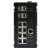 8+4 Port Industrial PoE+ Ethernet Switch with 10G Uplink