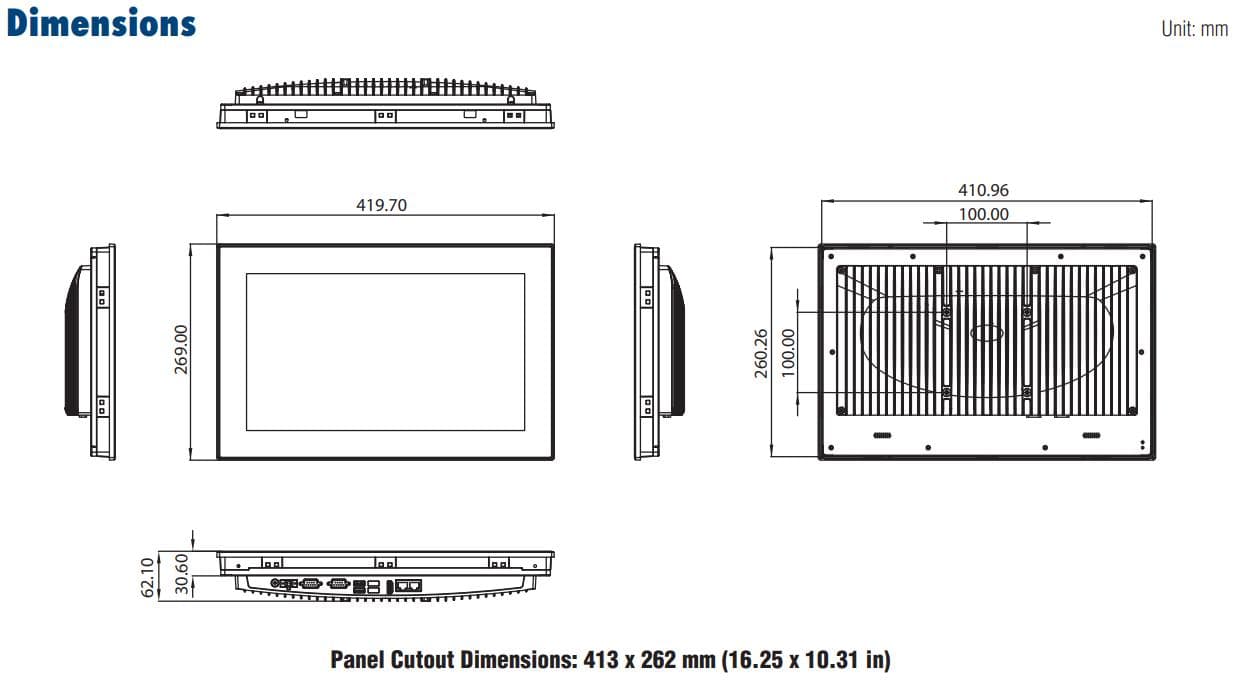PPC-3151SW-P67A dimensions