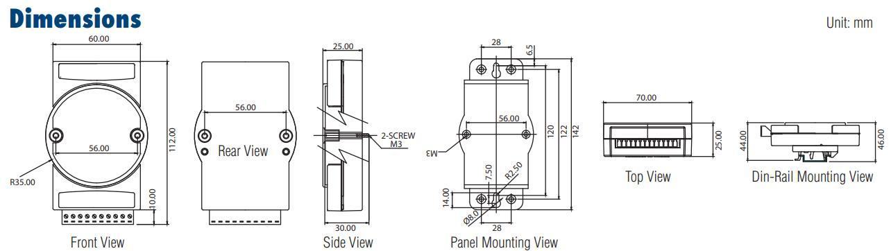 Dimensions ADAM-4068-C