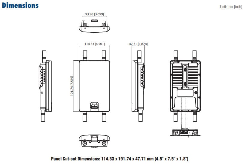 Dimensions du point d'accès WiFi EKI-6333AC-2G