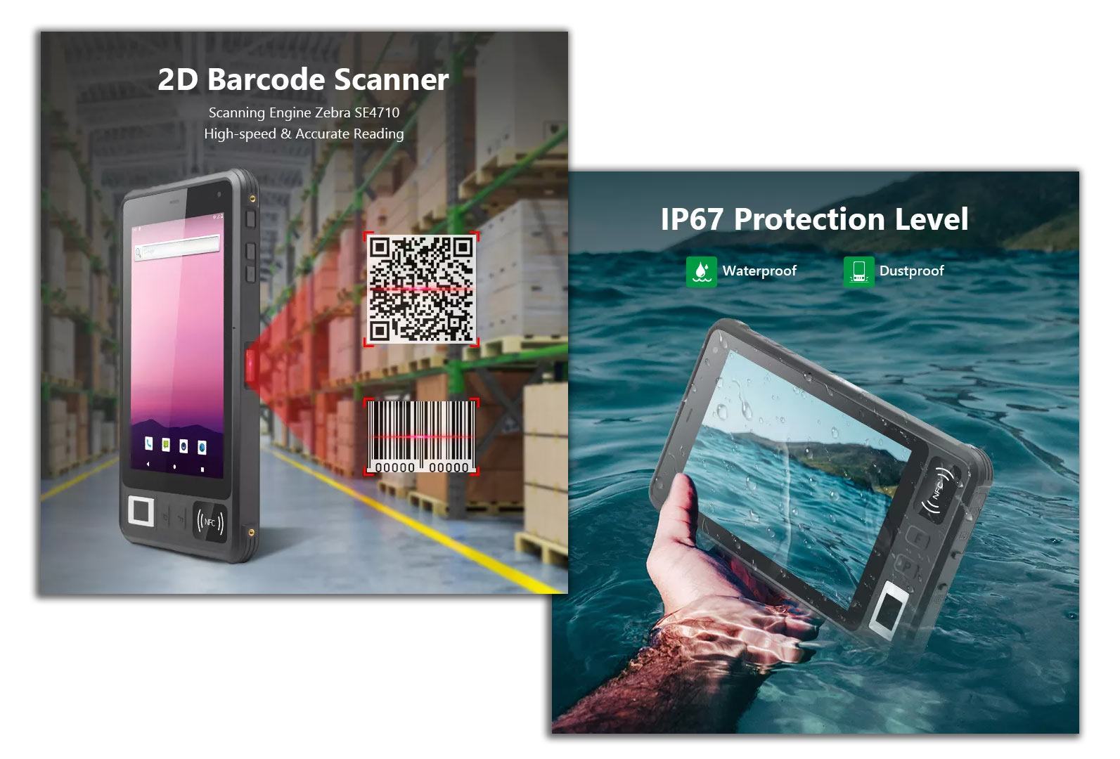Imgs illustrations NFC/barre-code et IP67