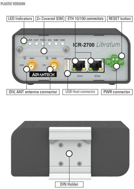 Dimensions ICR-2734P en plastique